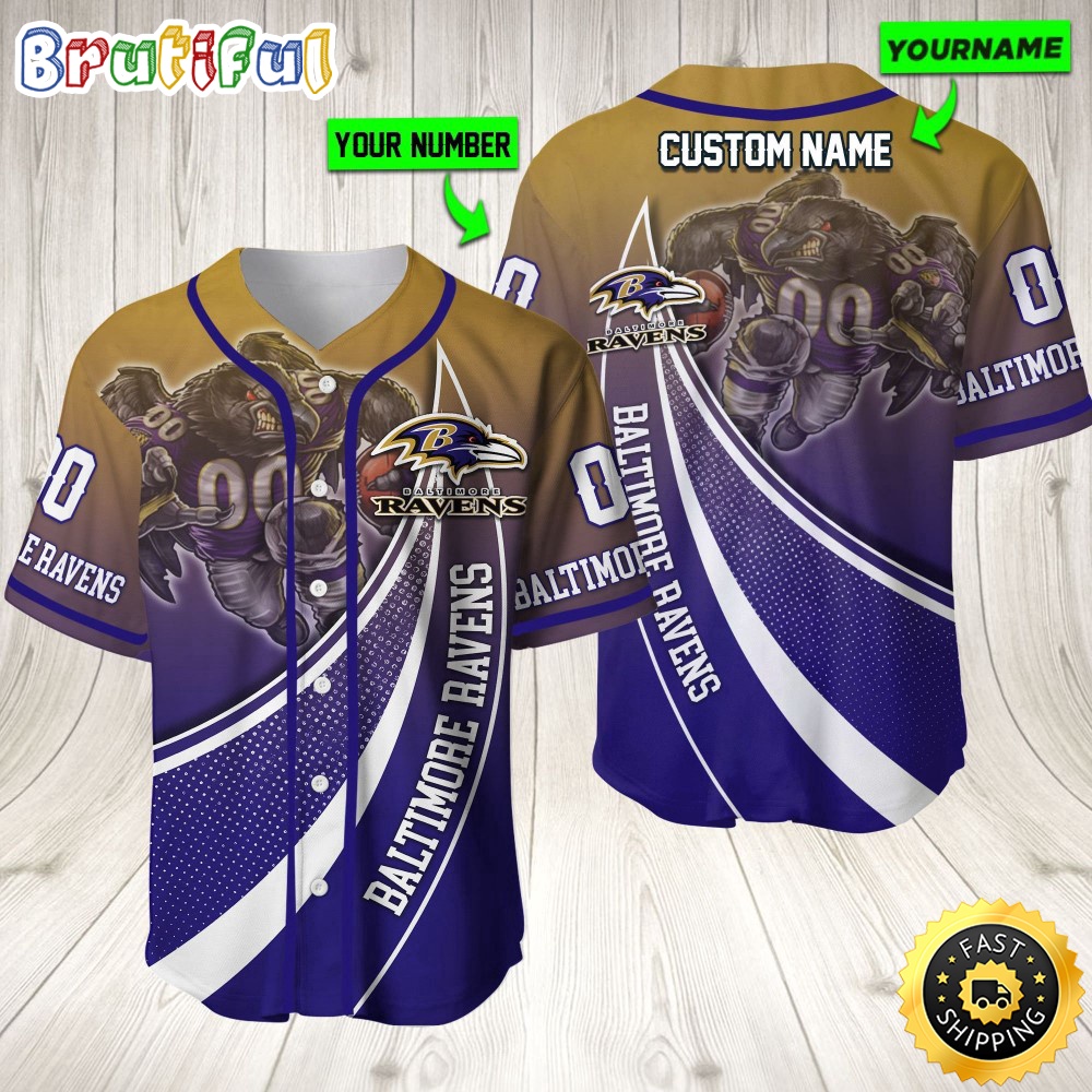 Personalized NFL Baltimore Ravens 3D Baseball Jersey Shirts