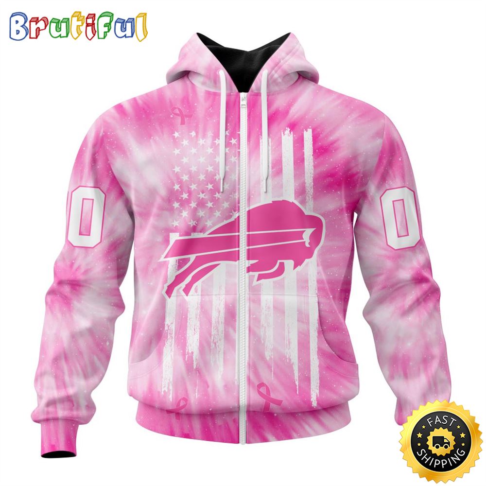 Personalized NFL Buffalo Bills All Over Print Zip Hoodie 3D Special Pink Tie-Dye Unisex Hoodie