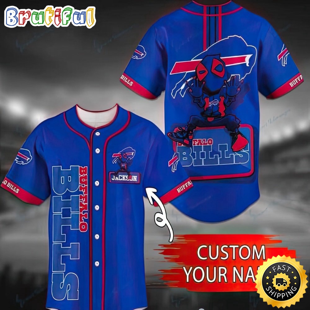 Personalized NFL Buffalo Bills Baseball Jersey Shirt Deadpool