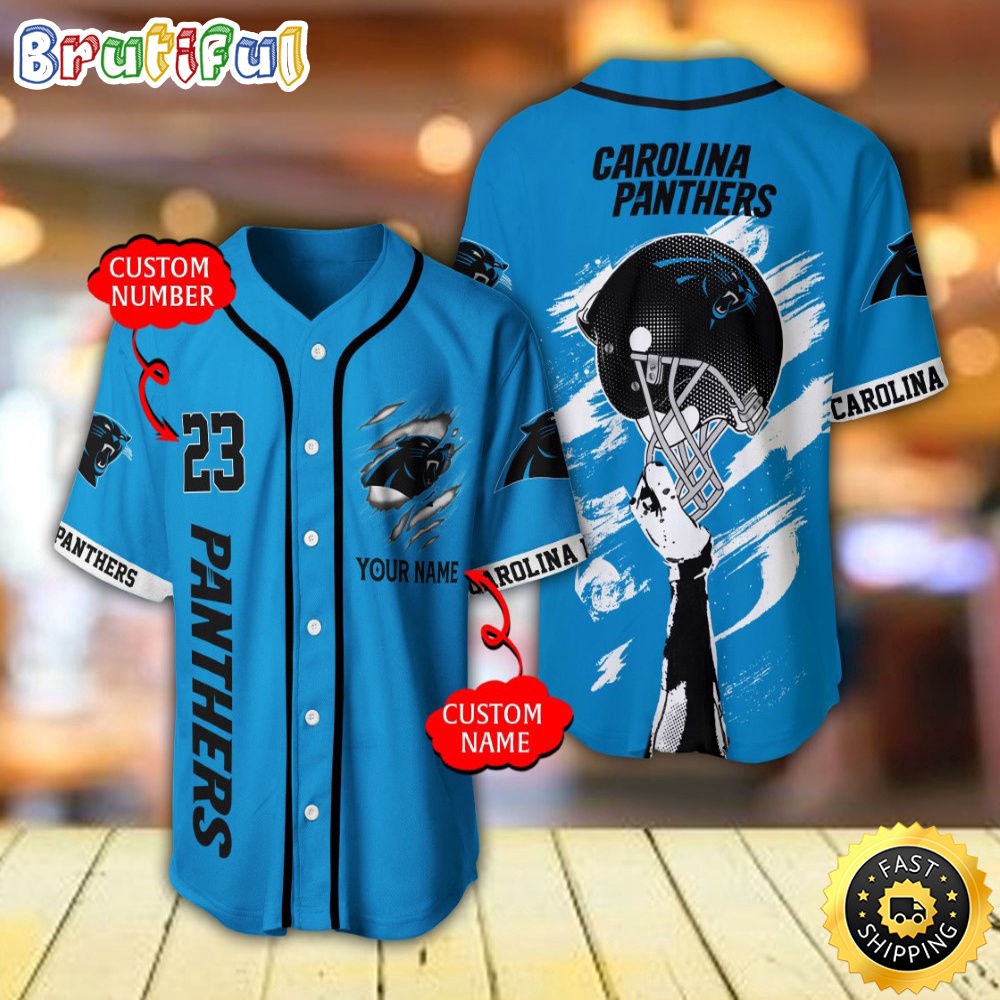Personalized NFL Carolina Panthers Baseball Jersey For Fans
