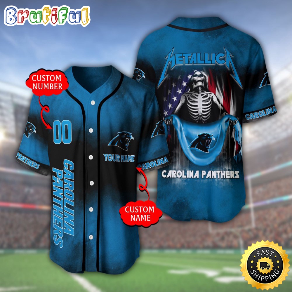 Personalized NFL Carolina Panthers Baseball Jersey Team Spirit Tops