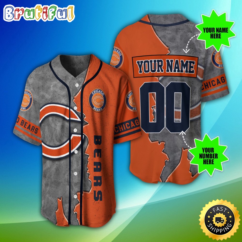 Personalized NFL Chicago Bears Baseball Jersey Authentic Baseball Attire