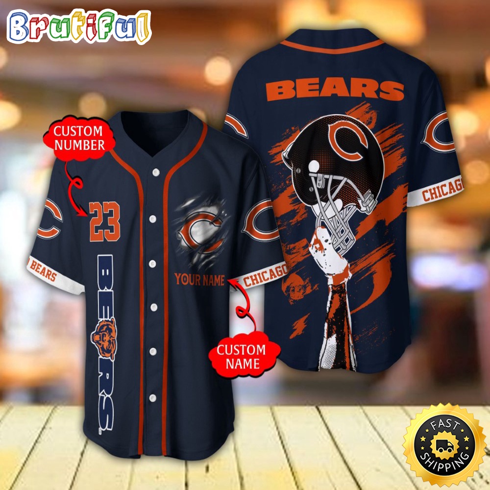 Personalized NFL Chicago Bears Baseball Jersey For Fans