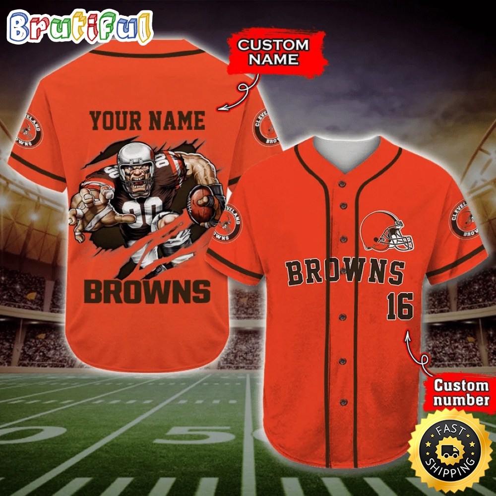 Personalized NFL Cleveland Browns Baseball Jersey Casual Baseball Gear