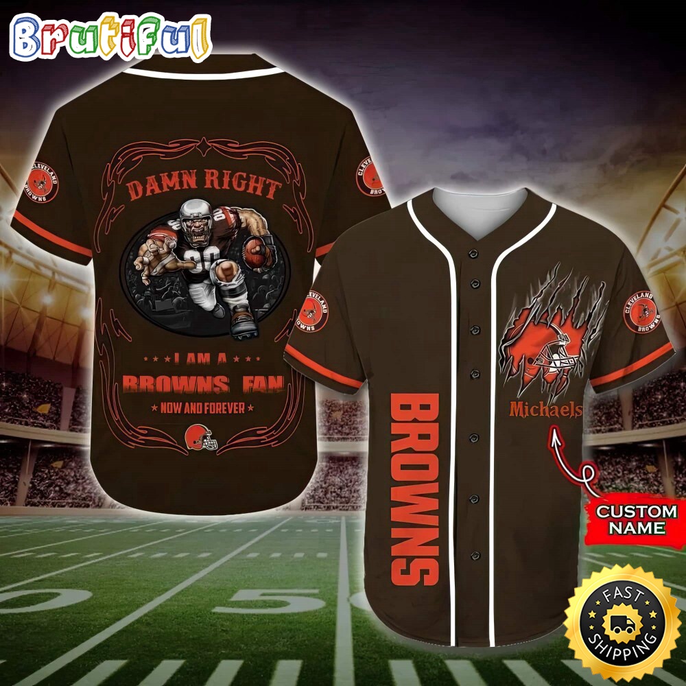 Personalized NFL Cleveland Browns Baseball Jersey Fan Name