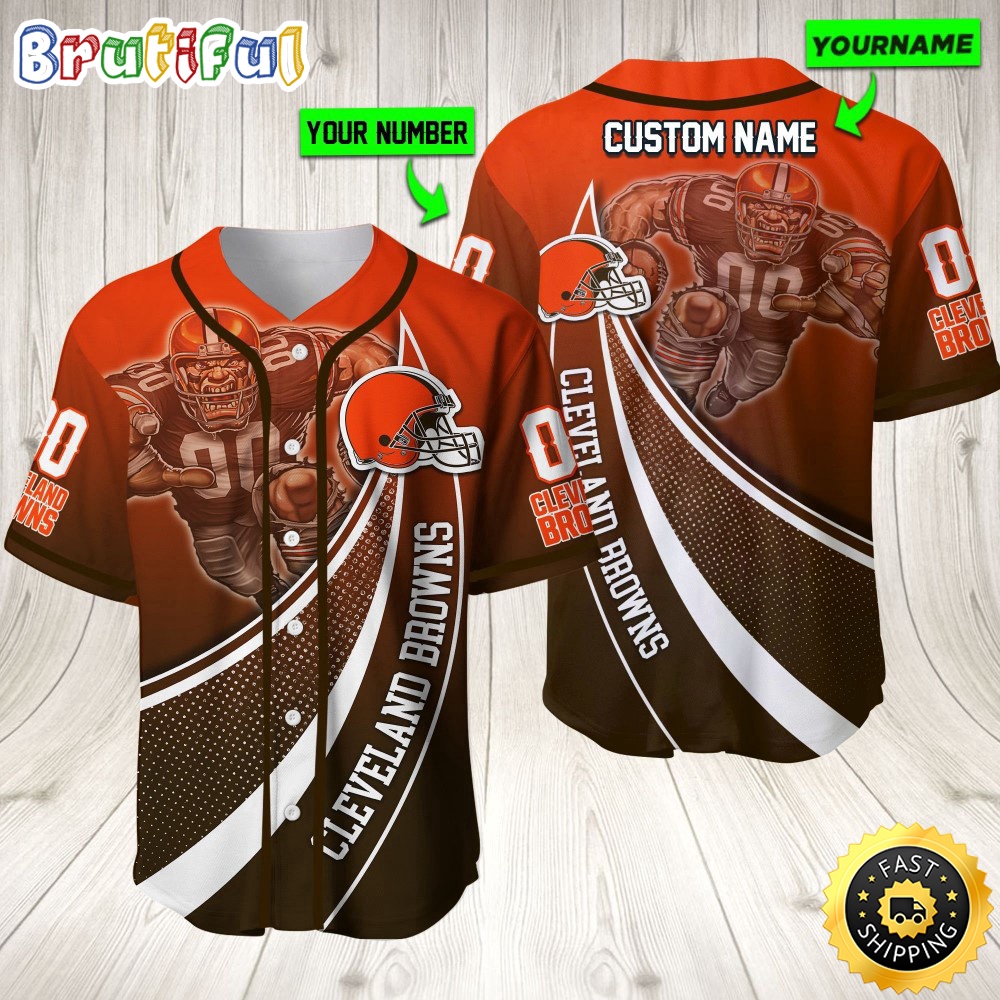 Personalized NFL Cleveland Browns Baseball Jersey Mascot Art