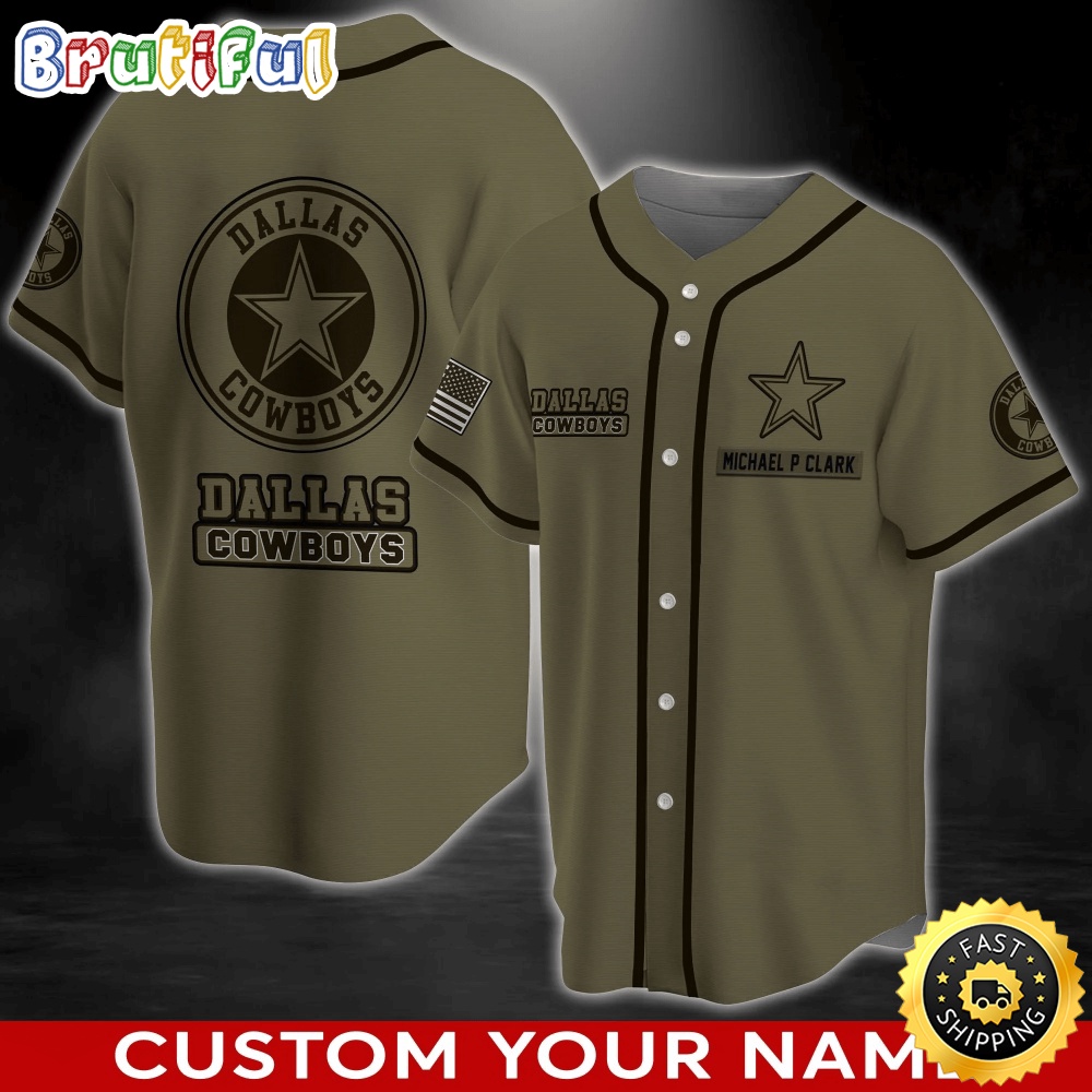 Personalized NFL Dallas Cowboys Baseball Jersey Team Spirit Tops