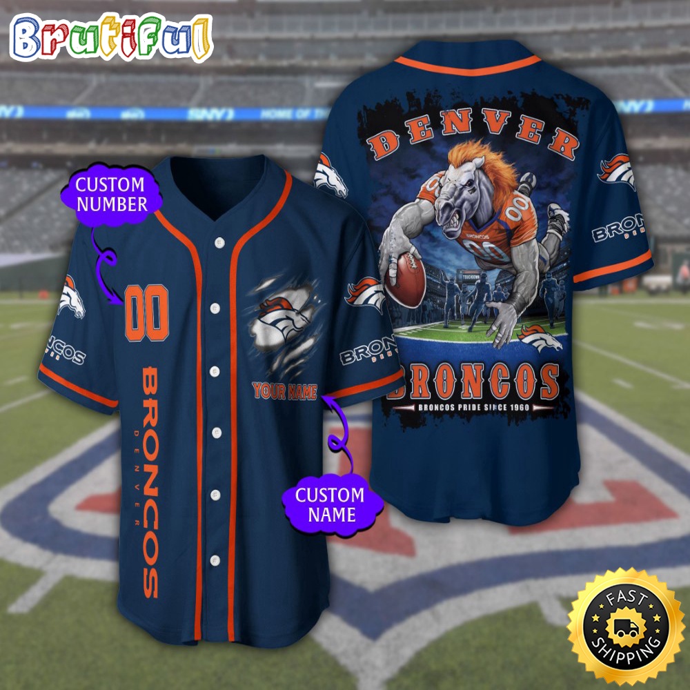 Personalized NFL Denver Broncos Baseball Jersey Stylish Baseball Tops