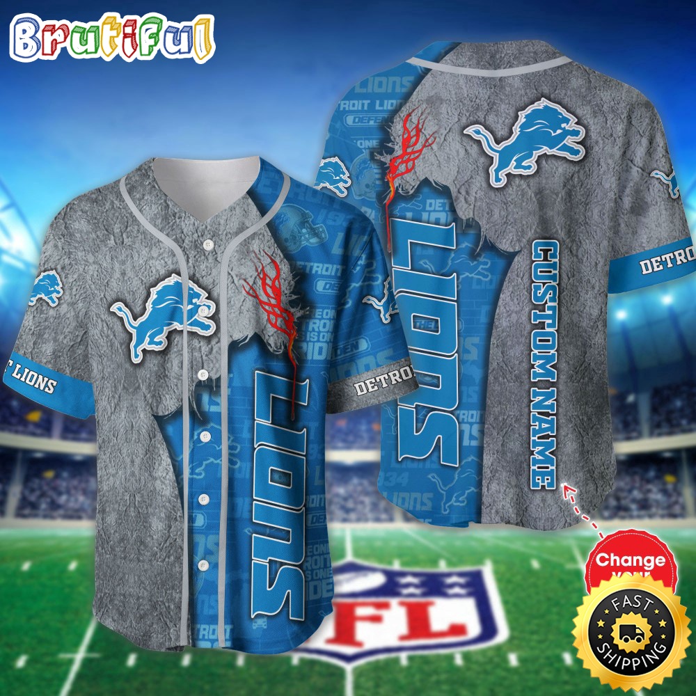 Personalized NFL Detroit Lions Baseball Jersey Authentic Baseball Attire