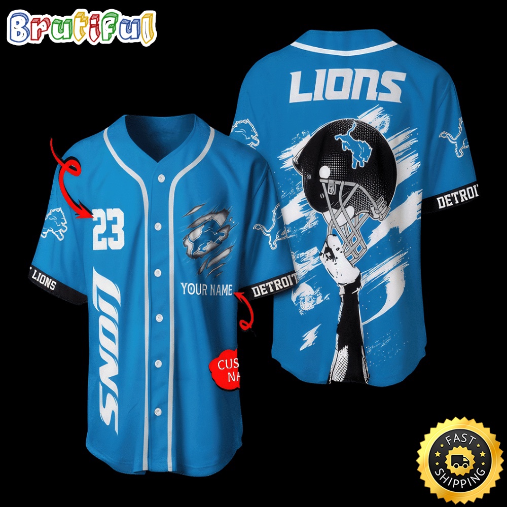 Personalized NFL Detroit Lions Baseball Jersey Classic Baseball Jerseys