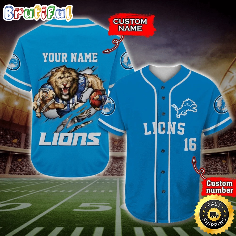 Personalized NFL Detroit Lions Baseball Jersey Dynamic Team Shirts