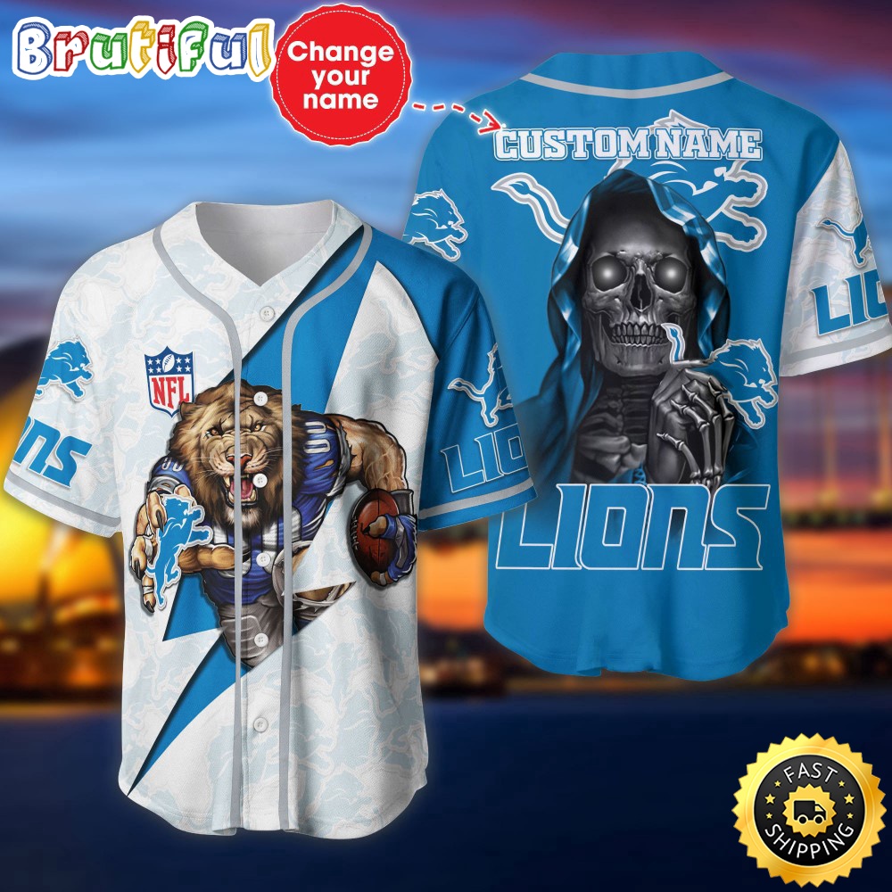 Personalized NFL Detroit Lions Baseball Jersey Stylish Baseball Tops