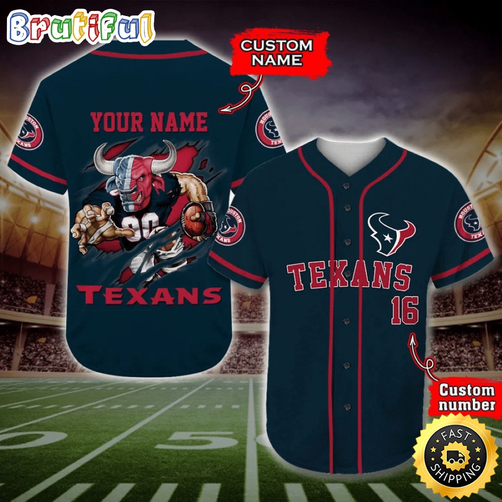 Personalized NFL Houston Texans Baseball Jersey Casual Baseball Gear
