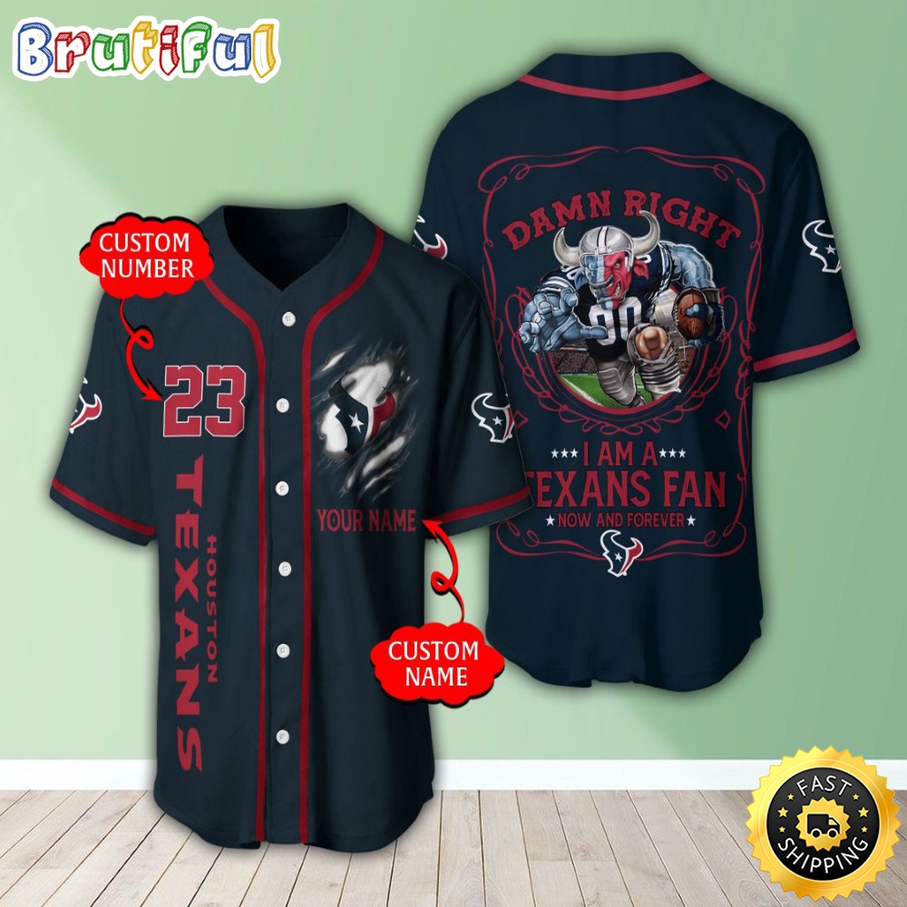 Personalized NFL Houston Texans Baseball Jersey Dynamic Team Shirts