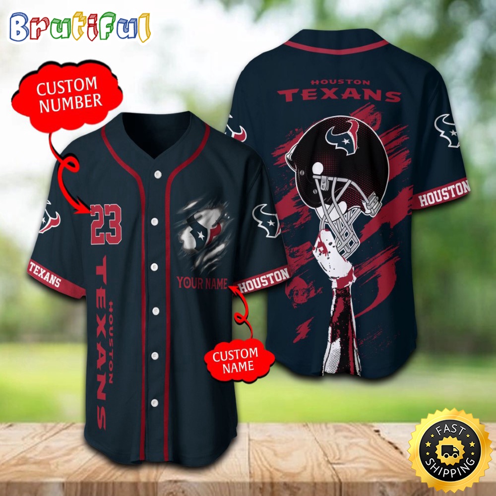 Personalized NFL Houston Texans Baseball Jersey For Fans