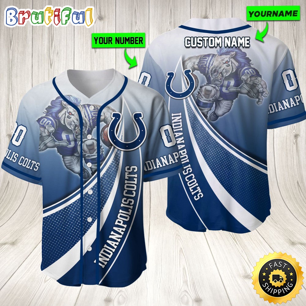 Personalized NFL Indianapolis Colts Baseball Jersey Mascot Art