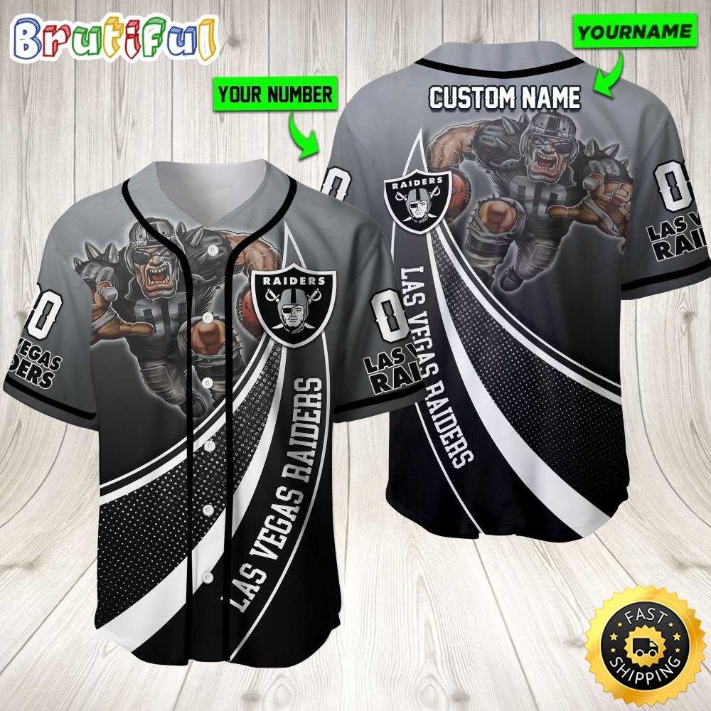 Personalized NFL Las Vegas Raiders Baseball Jersey Mascot Art
