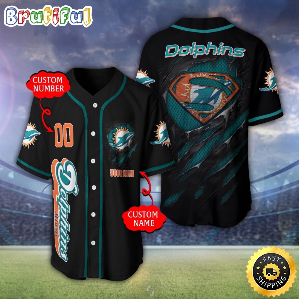 Personalized NFL Miami Dolphins Baseball Jersey Athletic Team Shirts