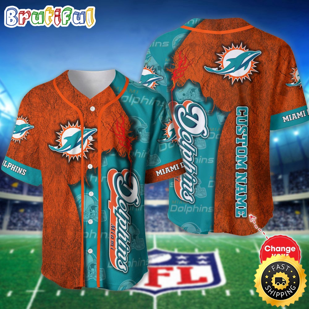 Personalized NFL Miami Dolphins Baseball Jersey Authentic Baseball Attire