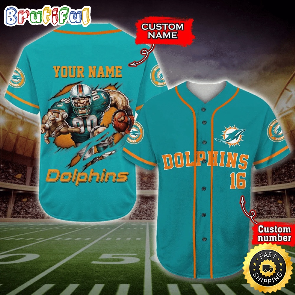 Personalized NFL Miami Dolphins Baseball Jersey Casual Baseball Gear