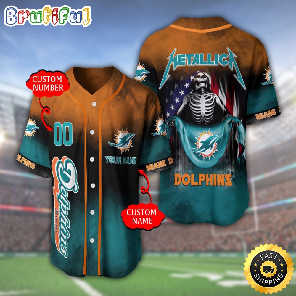 Personalized NFL Miami Dolphins Baseball Jersey Classic Baseball Jerseys