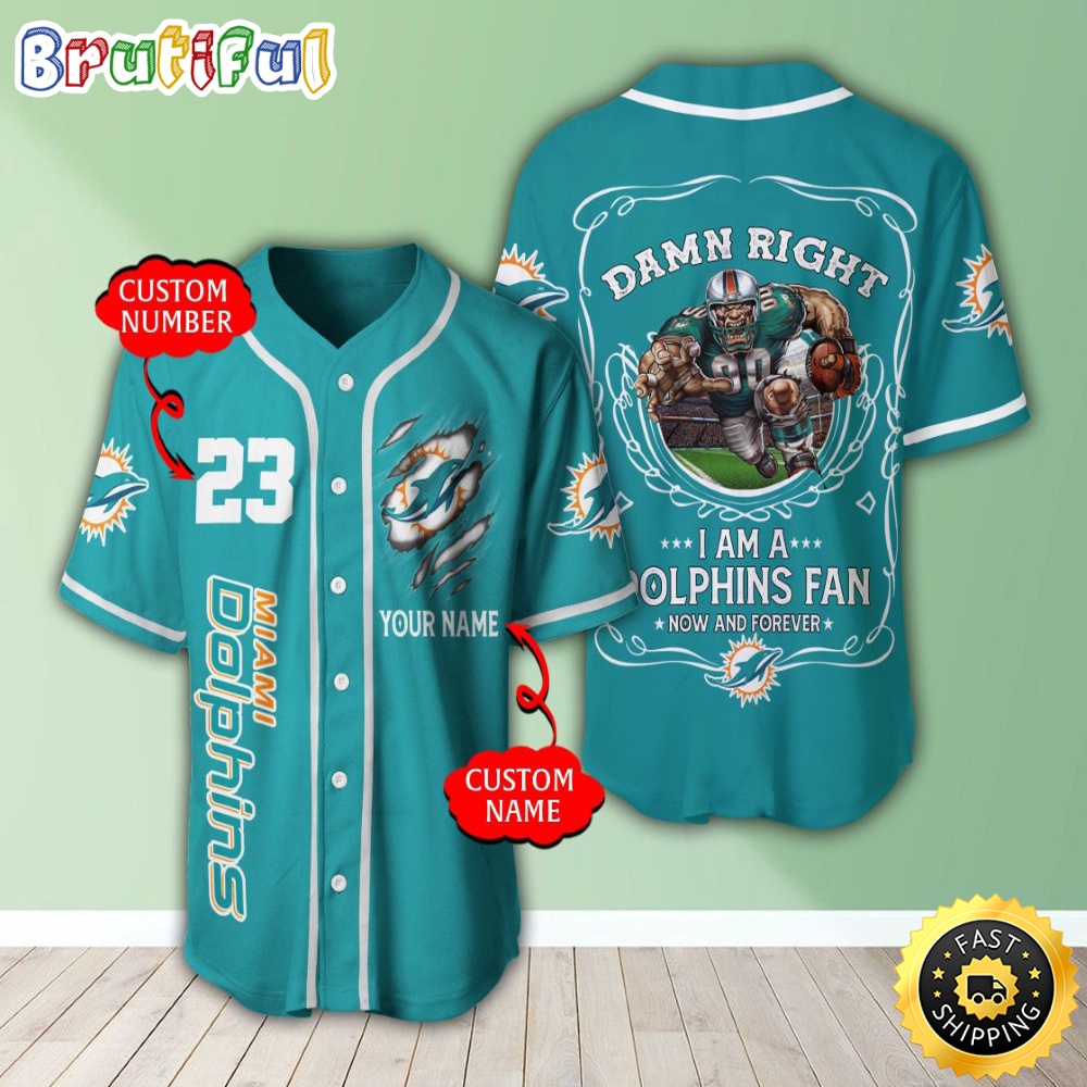 Personalized NFL Miami Dolphins Baseball Jersey Dynamic Team Shirts