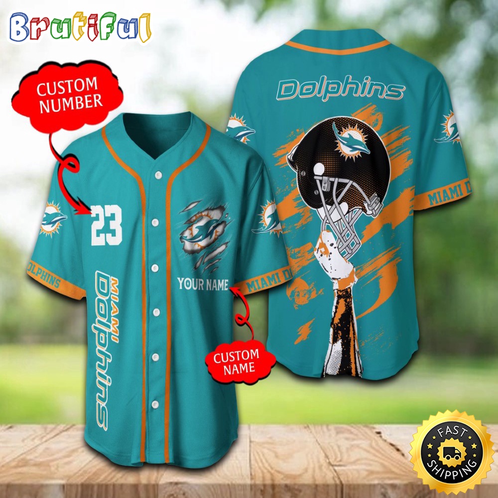 Personalized NFL Miami Dolphins Baseball Jersey For Fans