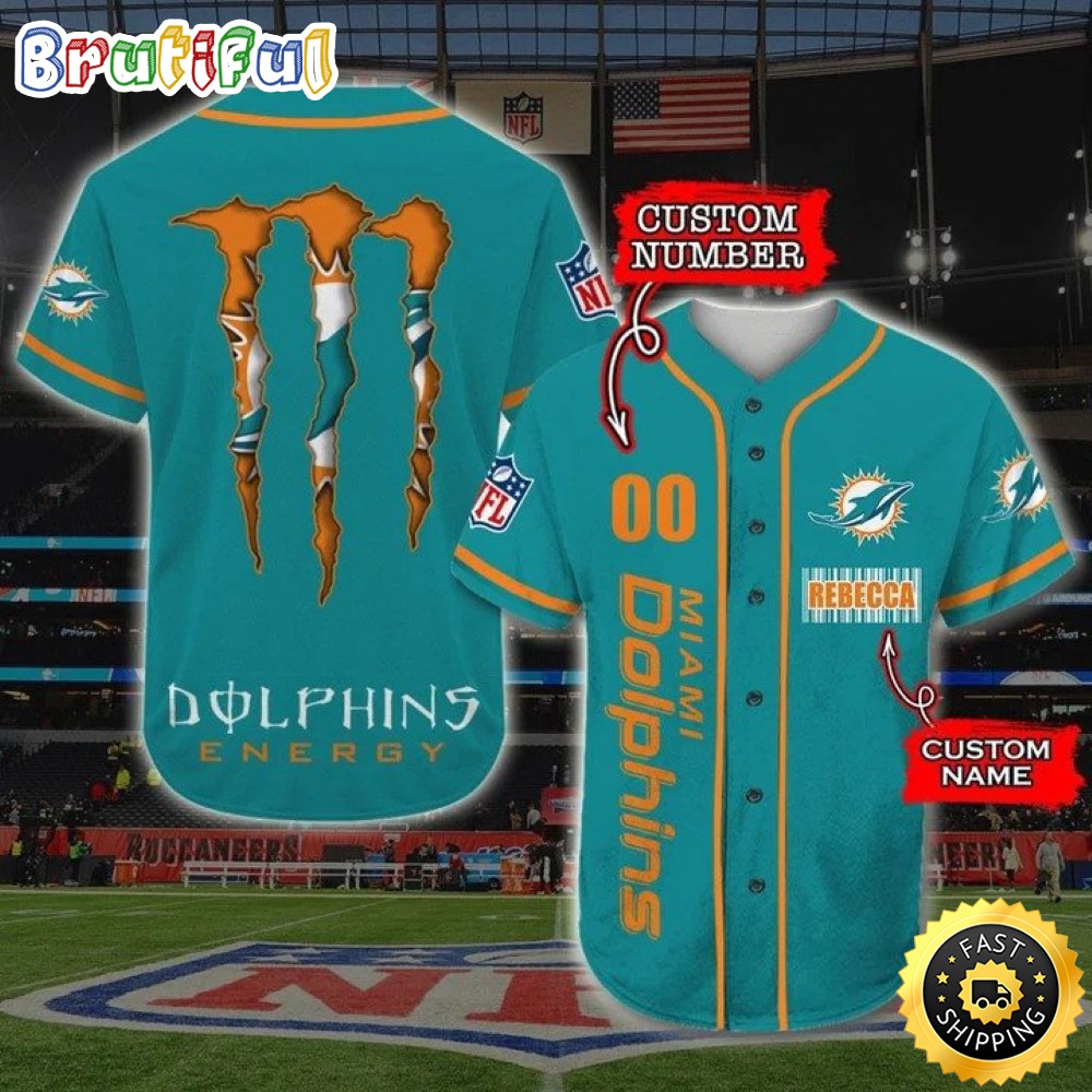 Personalized NFL Miami Dolphins Baseball Jersey Sportswear Tops