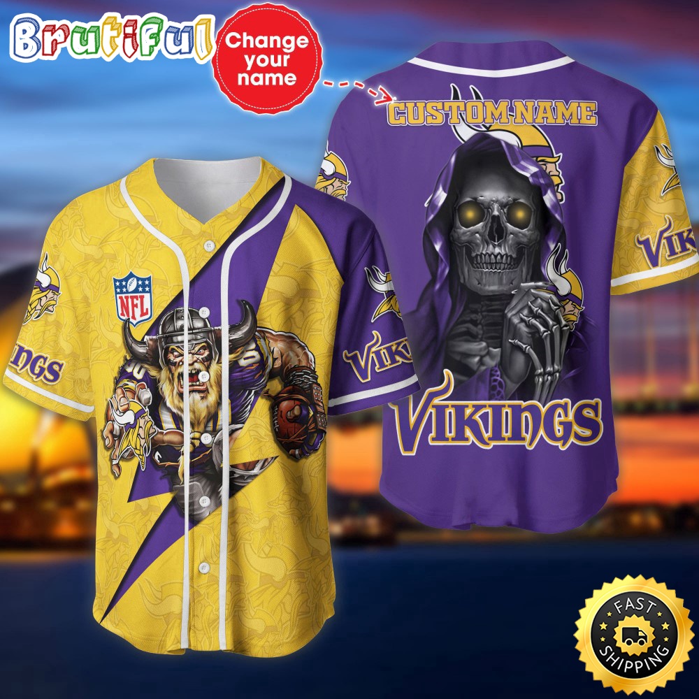 Personalized NFL Minnesota Vikings Baseball Jersey Athletic Team Shirts