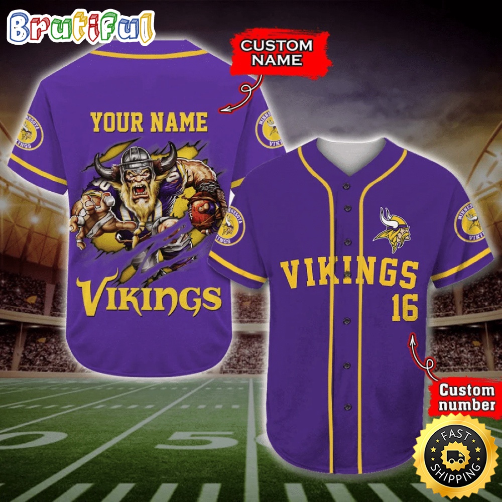Personalized NFL Minnesota Vikings Baseball Jersey Casual Baseball Gear