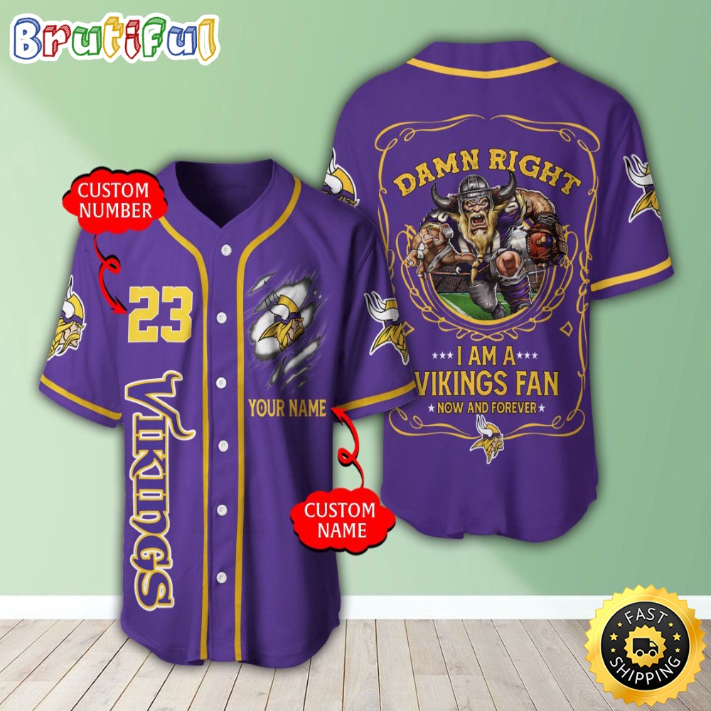 Personalized NFL Minnesota Vikings Baseball Jersey Dynamic Team Shirts