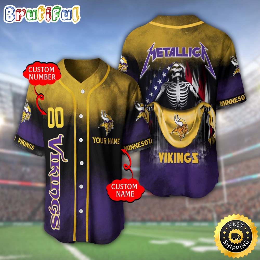 Personalized NFL Minnesota Vikings Baseball Jersey Team Spirit Tops