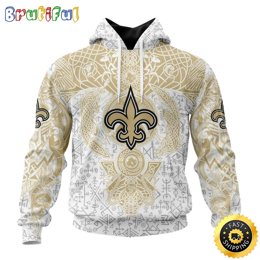 Personalized NFL New Orleans Saints Hoodie Norse Viking Symbols All Over Print 3D Hoodie