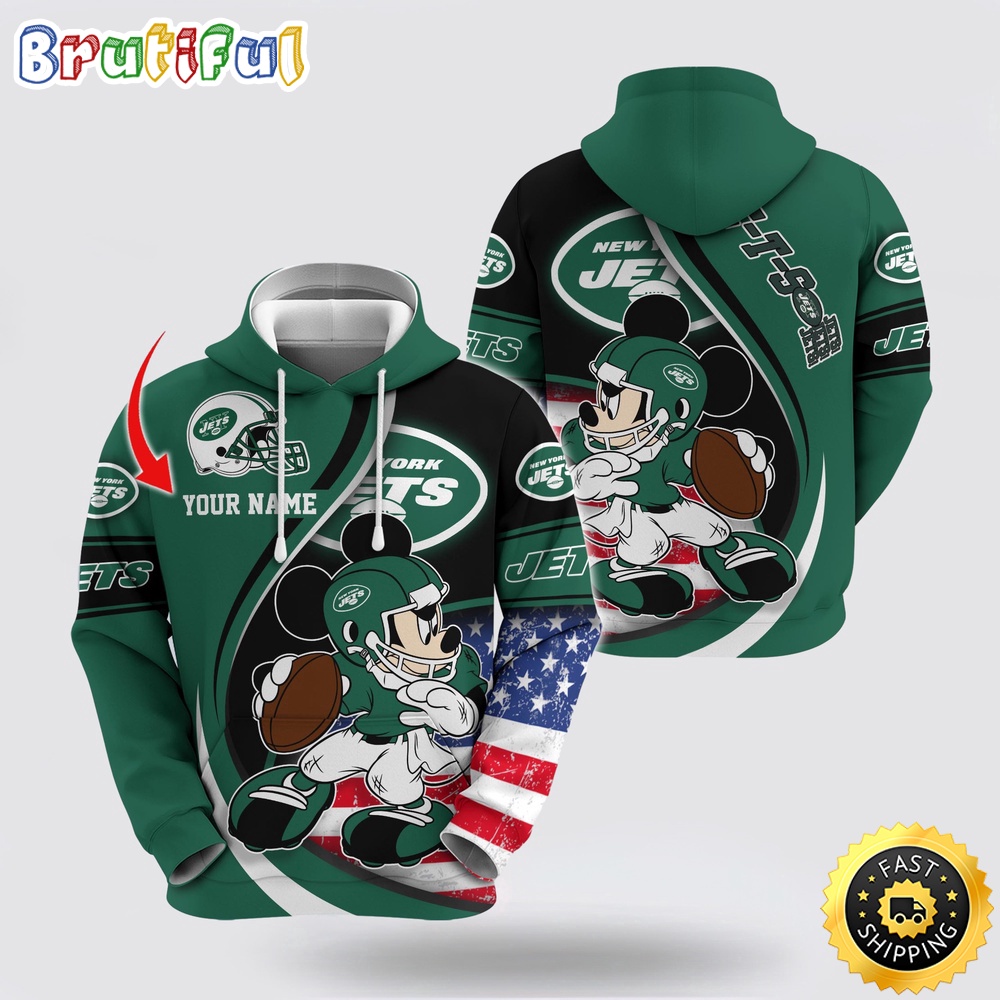 Personalized NFL New York Jets Hoodie Mickey Mouse 100 Year Anniversary