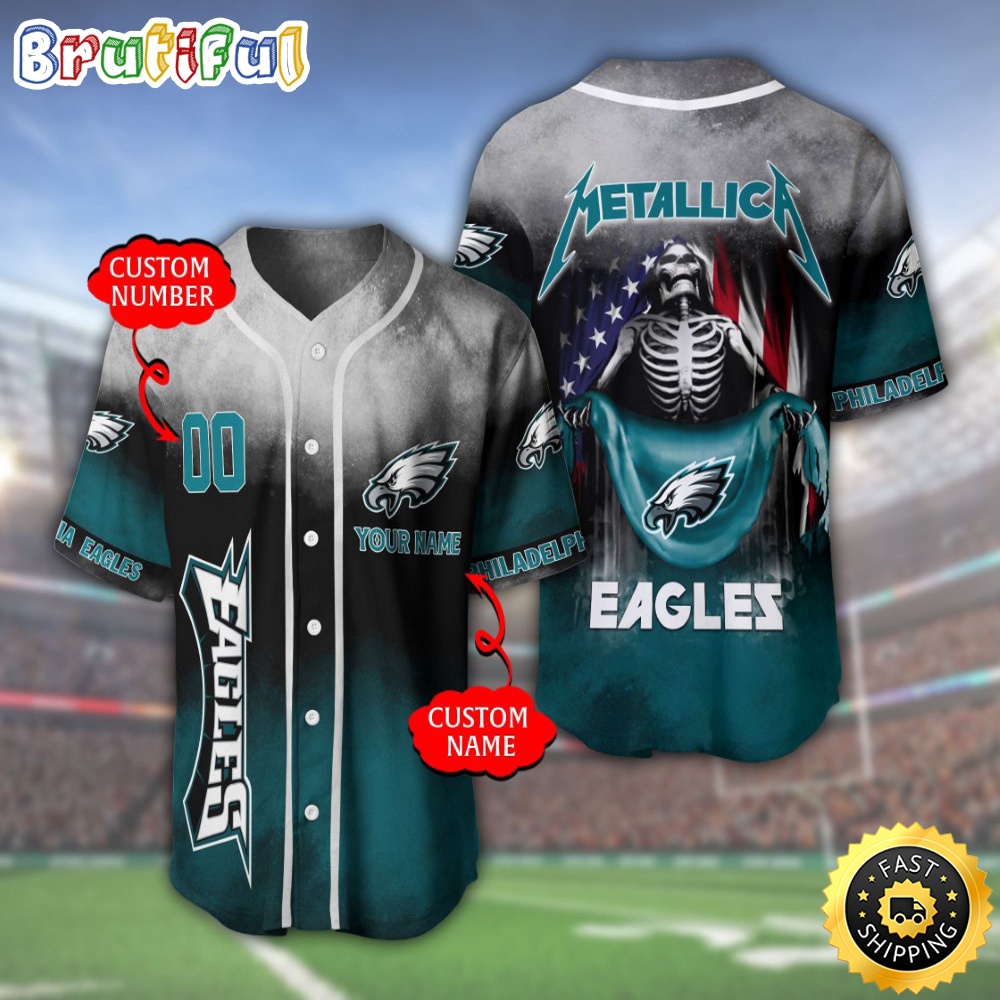 Personalized NFL Philadelphia Eagles Baseball Jersey Team Spirit Tops