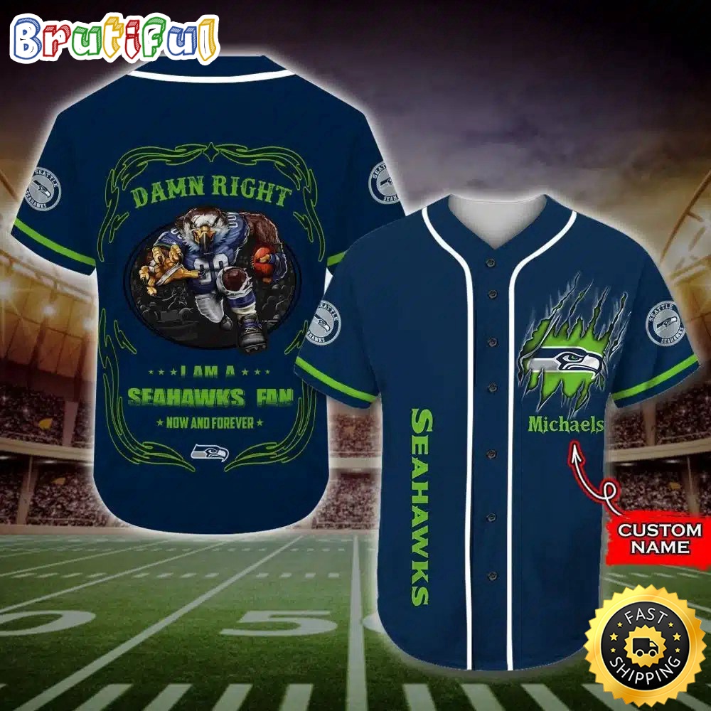 Personalized NFL Seattle Seahawks Baseball Jersey Fan Name