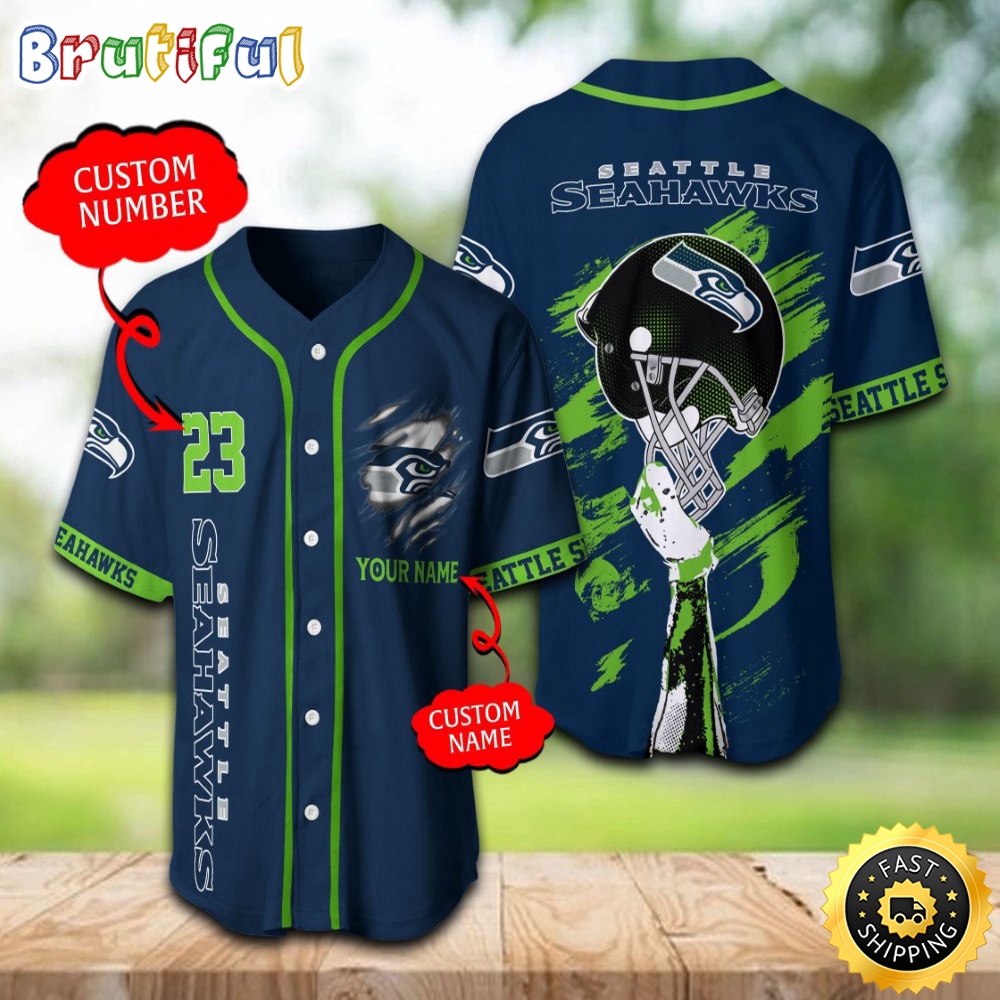 Personalized NFL Seattle Seahawks Baseball Jersey For Fans