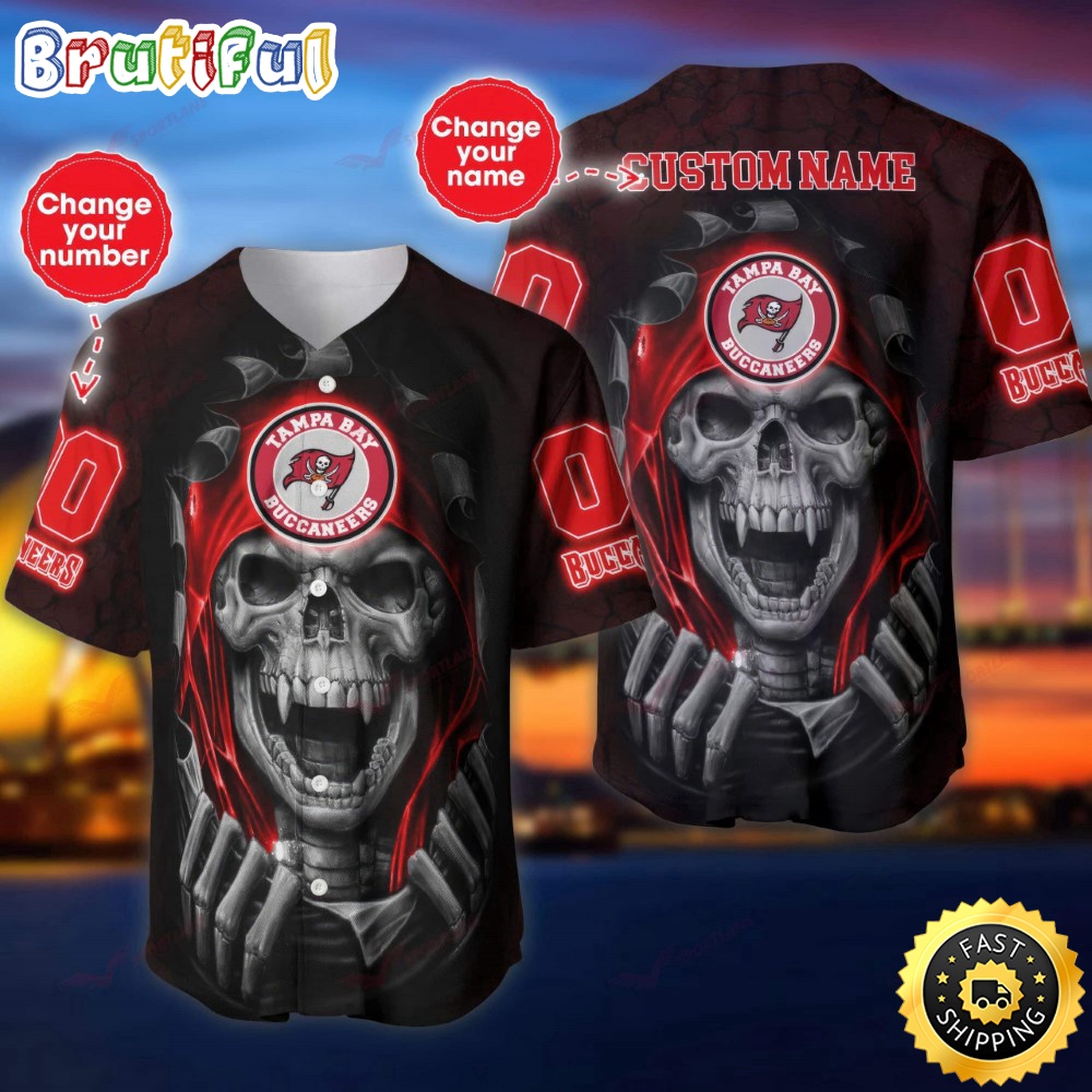 Personalized NFL Tampa Bay Buccaneers Baseball Jersey Vampire Skull