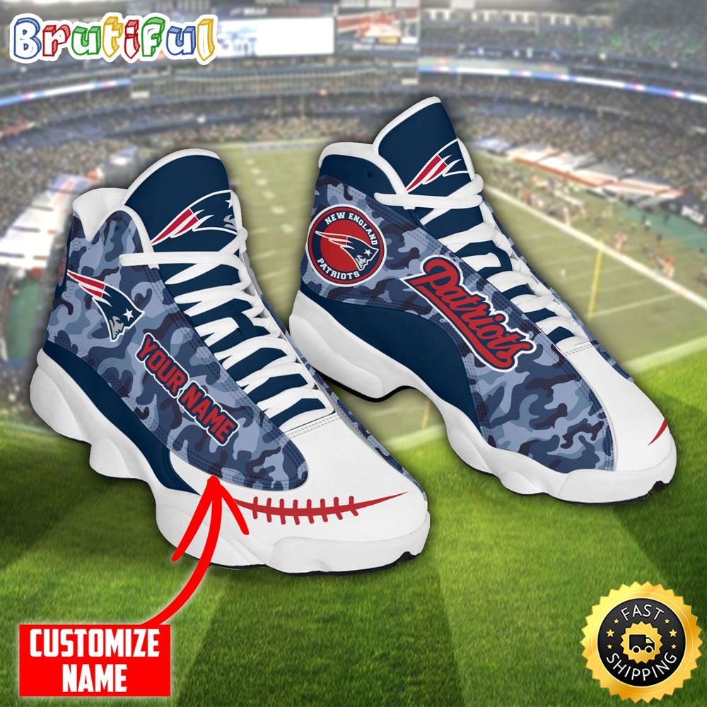 Personalized Nfl New England Patriots Camo Air Jordan 13 Shoes