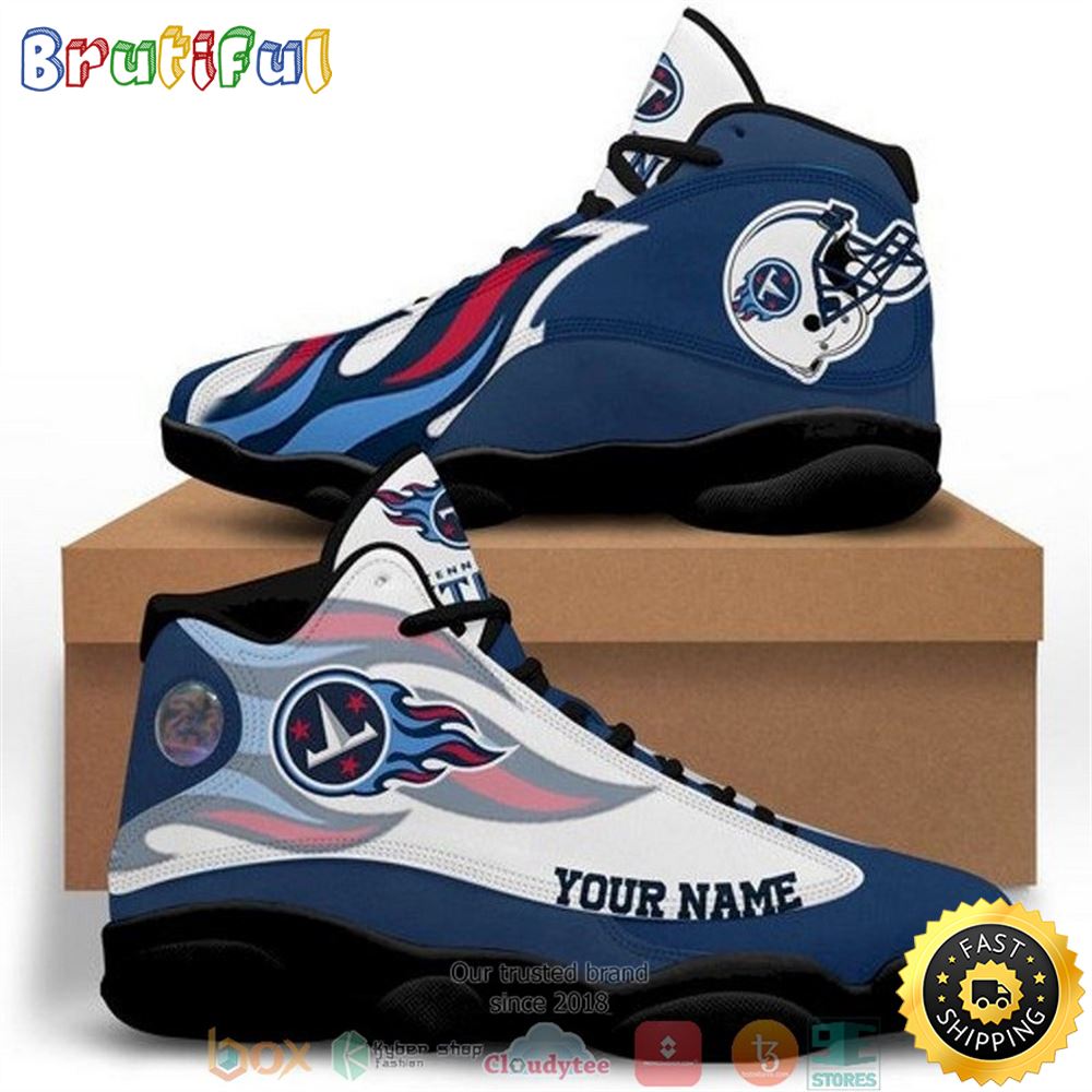 Personalized Tennessee Titans Football Nfl 28 Big Logo Air Jordan 13 Sneaker Shoes