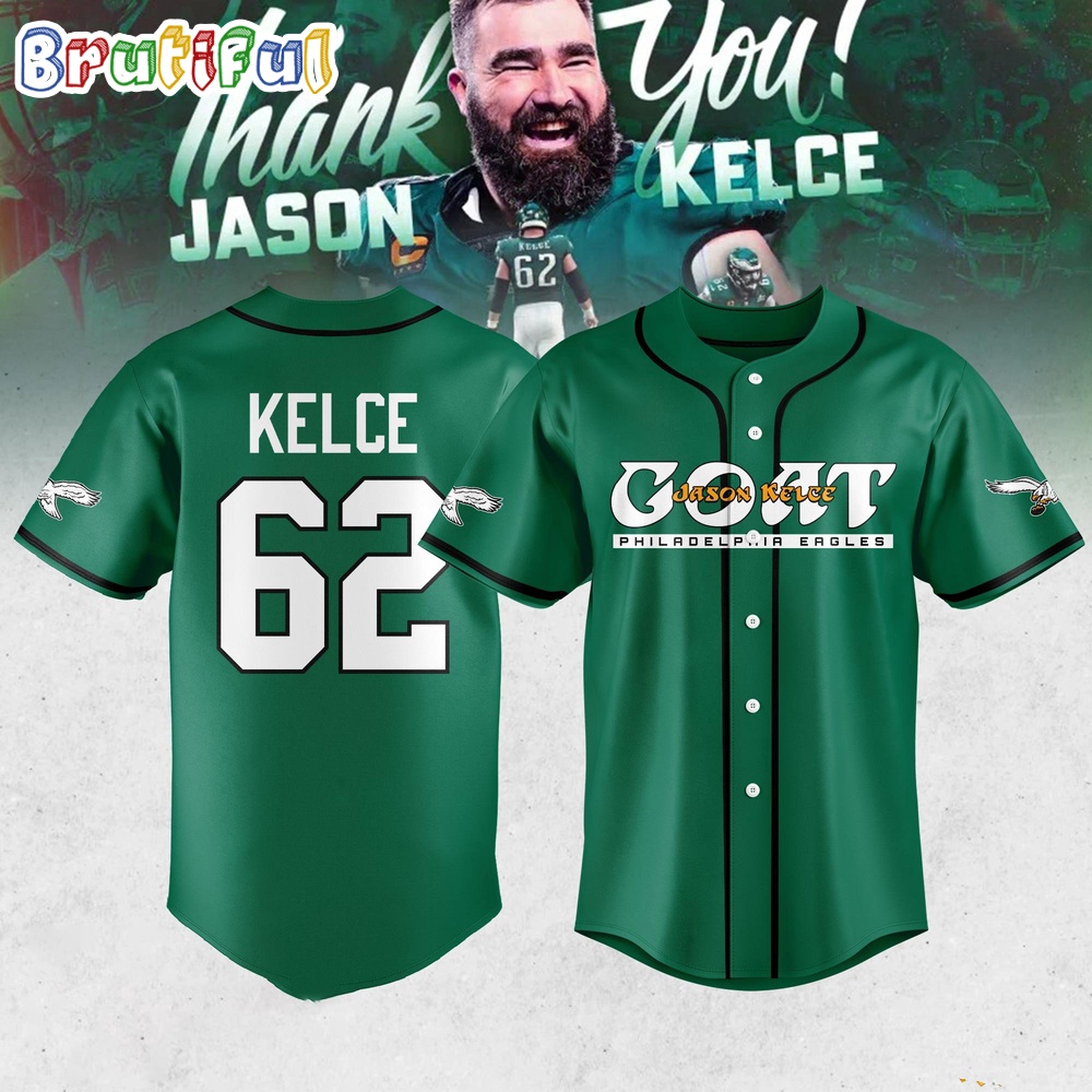Philadelphia Eagles Goat Jason Kelce 62 Baseball Jersey