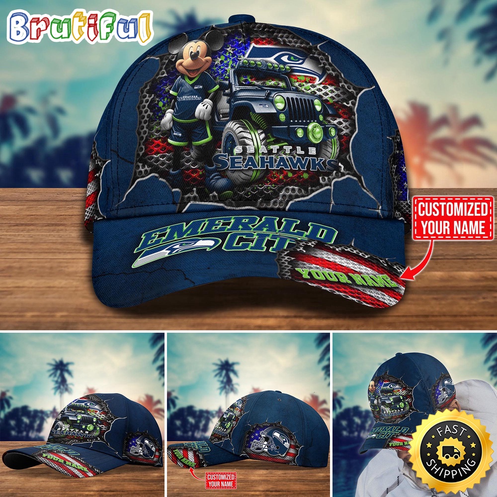 Seattle Seahawks Baseball Cap Mickey Mouse Customize Cap