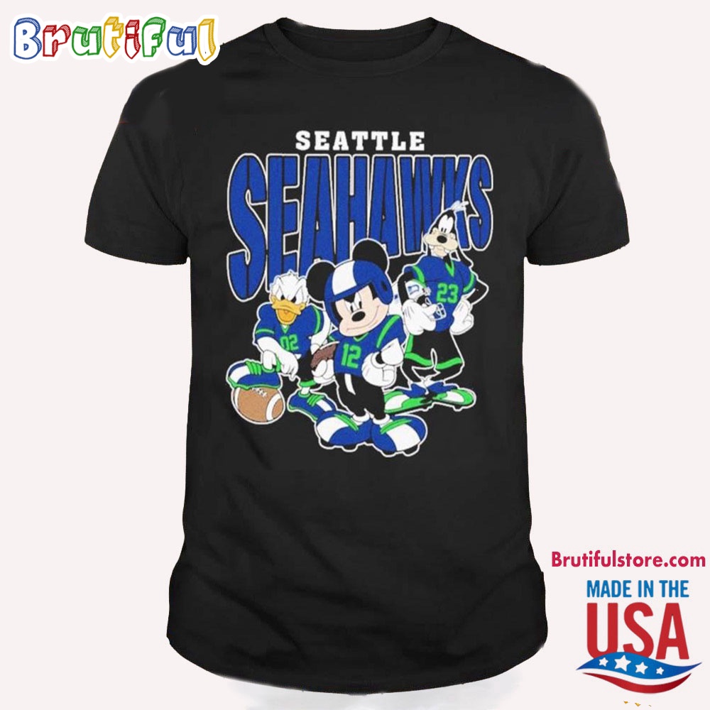 Seattle Seahawks Mickey Donald Duck And Goofy T Shirt, Seattle Seahawks Football Team 2024 Shirt