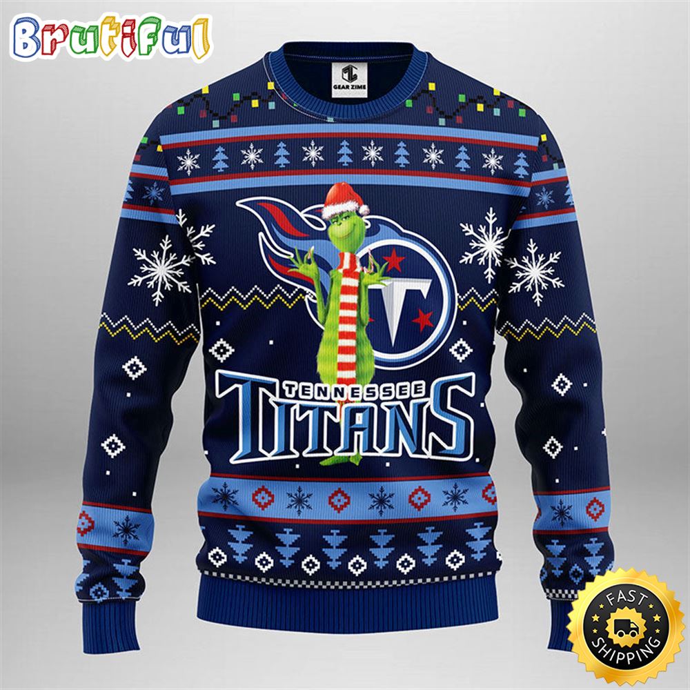 Tennessee Titans Christmas Ugly Sweater Print Funny Grinch Show Your Team Spirit