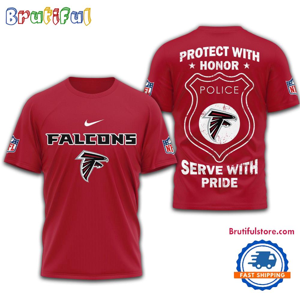 Atlanta Falcons Protech With Honor Police Serve With Pride 3D Shirt