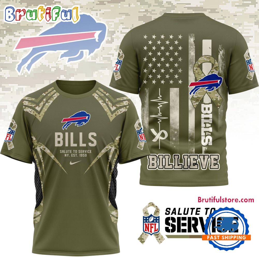 Buffalo Bills 2025 NFL Salute to Service Camo All Over Print Shirt