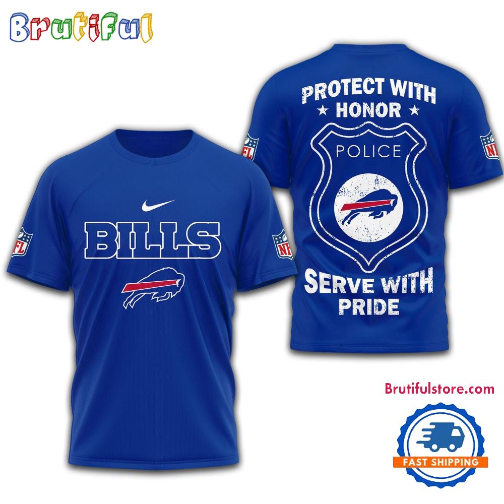 Buffalo Bills Protech With Honor Police Serve With Pride 3D Shirt