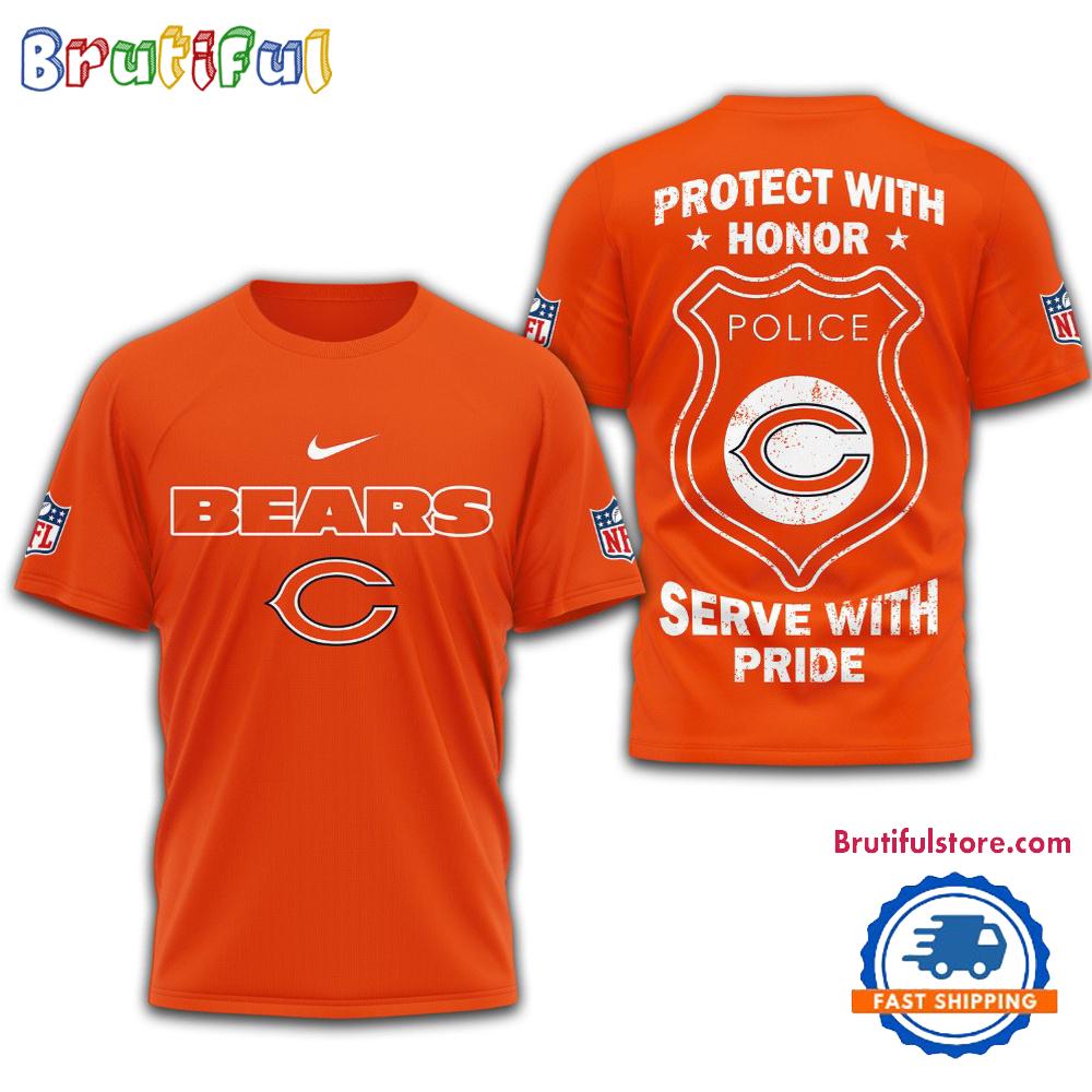 Chicago Bears Protech With Honor Police Serve With Pride 3D Shirt