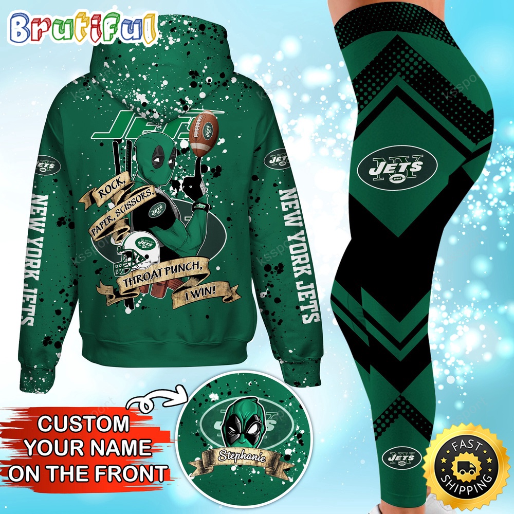 Custom NFL New York Jets Hoodie Leggings Rock Paper Scissors Throat Punch I Win Hoodie