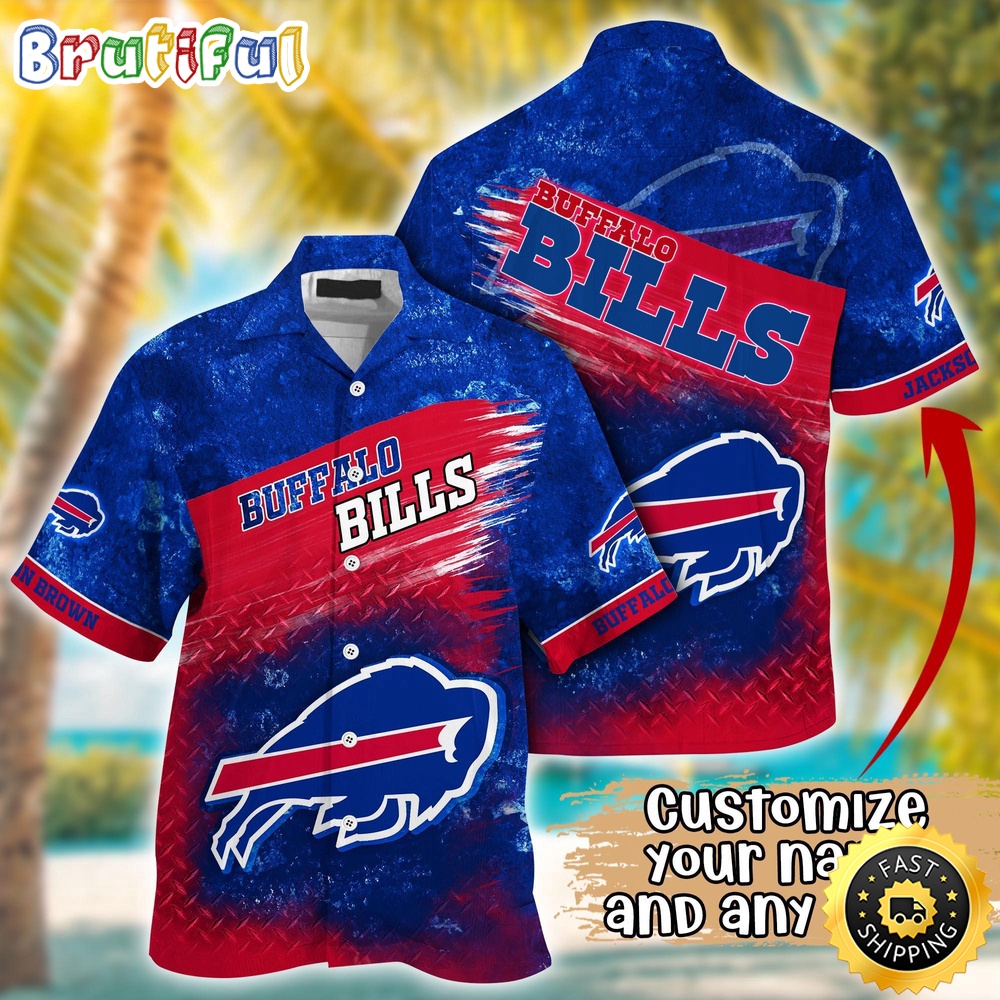 Customized NFL Buffalo Bills Hawaiian Shirt Metal Pattern Aloha Shirt